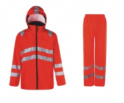 Hi-vis Red PU Rainsuit